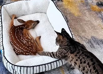 A family found a fawn and decided to take it home and raise it_ (Part 2)